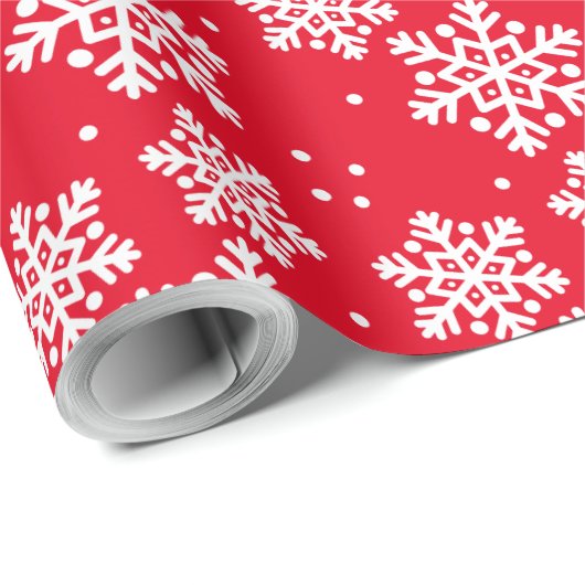 Red White Snowflake kerst Cadeaupapier (Rol Hoek)