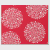 Red White Snowflake Mandala Art Pattern Cadeaupapier (Vlak)