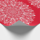 Red White Snowflake Mandala Art Pattern Cadeaupapier (Hoek)