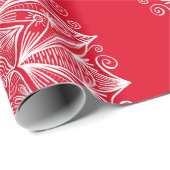 Red White Snowflake Mandala Art Pattern Cadeaupapier (Rol Hoek)