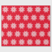 Red White Snowflake Pattern Cadeaupapier (Vlak)