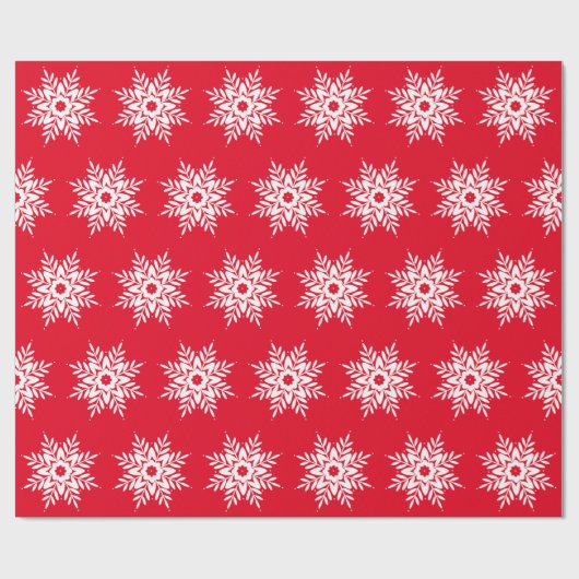 Red White Snowflake Pattern Cadeaupapier (Vlak)