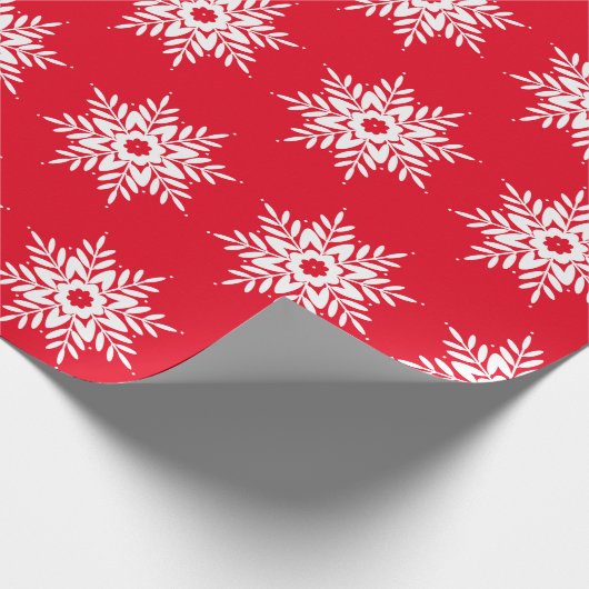 Red White Snowflake Pattern Cadeaupapier (Hoek)