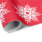 Red White Snowflake Pattern Cadeaupapier (Rol Hoek)