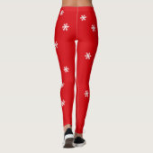 Red White Snowflake Pattern Christmas Holiday Leggings (Achterkant)