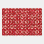 Red White Snowflake Pattern Holiday Kerstmis Inpakpapier Vel (Voorkant 2)