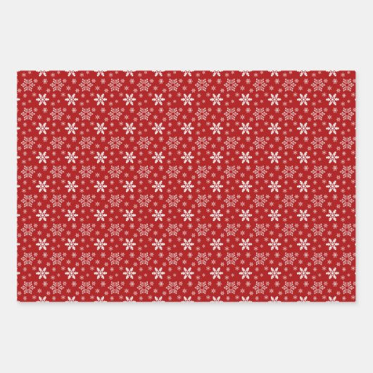 Red White Snowflake Pattern Holiday Kerstmis Inpakpapier Vel (Voorkant)