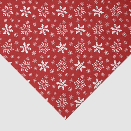 Red White Snowflake Pattern Holiday Kerstmis Tissuepapier (Detail)