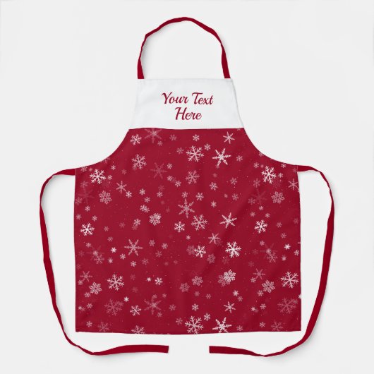 Red White Snowflake Pattern Kerstmis Schort (Voorkant)