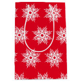 Red White Snowflake Pattern Medium Cadeauzakje (Voorkant)