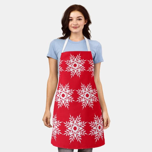 Red White Snowflake Pattern Schort (Gedragen)