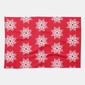 Red White Snowflake Pattern Theedoek (Horizontaal)