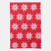 Red White Snowflake Pattern Theedoek (Verticaal)