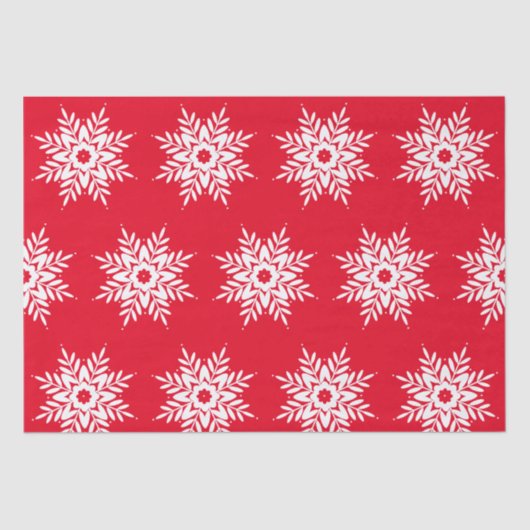 Red White Snowflake Pattern Tissuepapier (Voorkant)