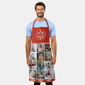 Red White Snowflake Photo Collage Kerstmis Schort (Gedragen)