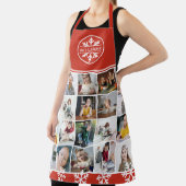 Red White Snowflake Photo Collage Kerstmis Schort (Insitu)