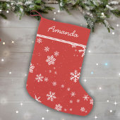 Red White Snowflake Stylish Festive  Kleine Kerstsok