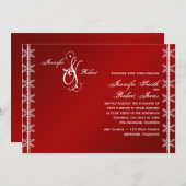 Red White Snowflake Winter Weddenschap Kaart (Voorkant / Achterkant)