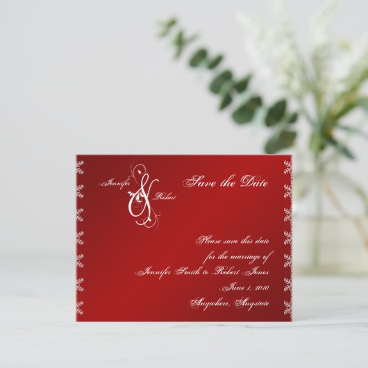 Red White Snowflake Winter Wedding Save the Date (Staand voorkant)