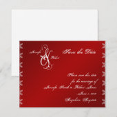Red White Snowflake Winter Wedding Save the Date (Voorkant / Achterkant)