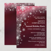Red White Snowflakes Corporate Holiday Party Kaart (Voorkant / Achterkant)