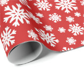 Red White Snowflakes kerstfeestdag - Wrapping P Cadeaupapier (Rol Hoek)
