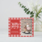 Red White Snowflakes Prettige feestdagen Kerstmis Briefkaart (Staand voorkant)