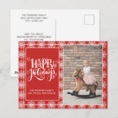 Red White Snowflakes Prettige feestdagen Kerstmis Briefkaart (Voorkant / Achterkant)