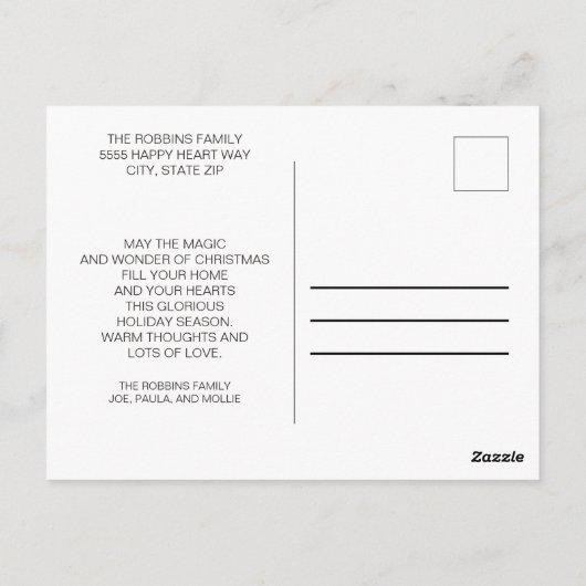 Red White Snowflakes Prettige feestdagen Kerstmis Briefkaart (Achterkant)