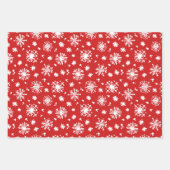 Red White Snowflakes Reindekerfeestdag Inpakpapier Vel (Voorkant)