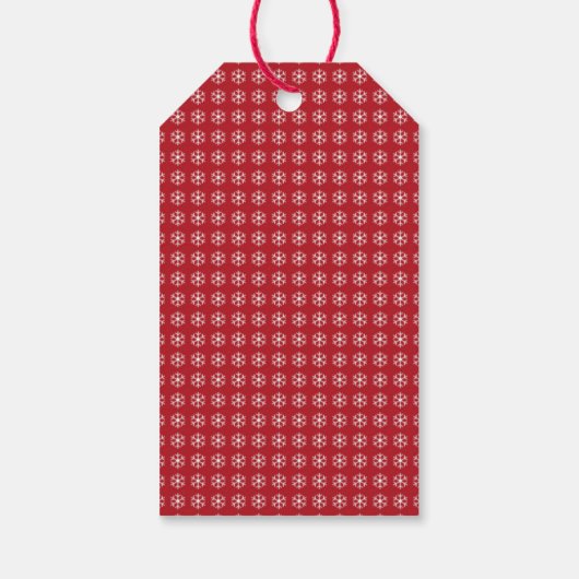 Red White Snowflakes Script Naam offerte Cadeaulabel (Achterkant)