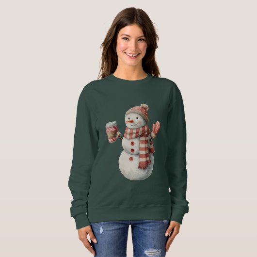 Red White Snowman Christmas Trui (Voorkant volledig)