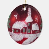  Red White Snowy-kersthuis Keramisch Ornament (Links)