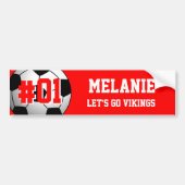 Red White Soccer Team Bumpersticker (Voorkant)