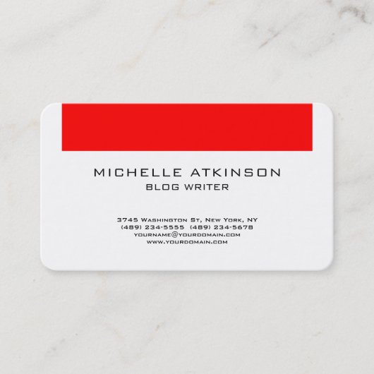Red White Social Media Blog Writer Internet Web Visitekaartje (Voorkant)