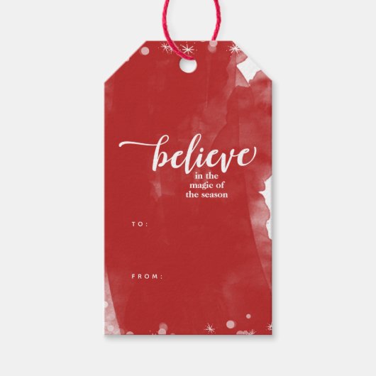 Red & White Sparkle Believe beroemd gemaakt door C Cadeaulabel (Voorkant)