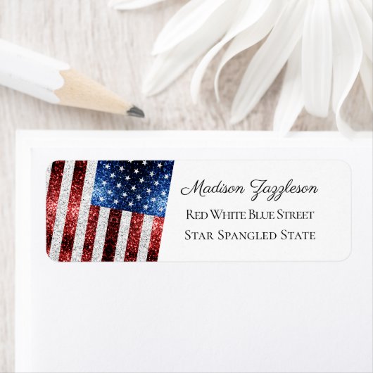 Red White Sparkles USA Etiket (Insitu)