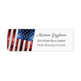Red White Sparkles USA Etiket