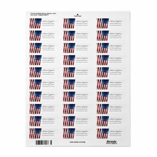 Red White Sparkles USA Etiket (Full Sheet)