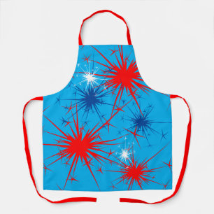 Red White Sparks Patriottic Fireworks Holiday Schort