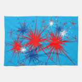 Red White Sparks Patriottic Fireworks Holiday Theedoek (Horizontaal)