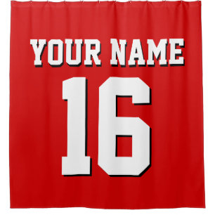 Red White Sports Jersey Team Jersey Douchegordijn
