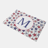 Red White Stars America Patriotic Monogram Deurmat (Schuin)