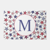 Red White Stars America Patriotic Monogram Deurmat (Voorkant)