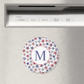 Red White Stars America Patriotic Monogram Magneet (Insitu (Vaatwasser))