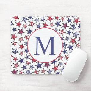 Red White Stars America Patriotic Monogram Muismat