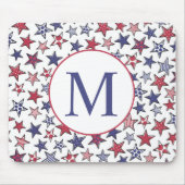 Red White Stars America Patriotic Monogram Muismat (Voorkant)
