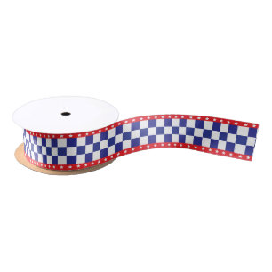 Red, White Stars en Blue Checkers Satijnen Lint