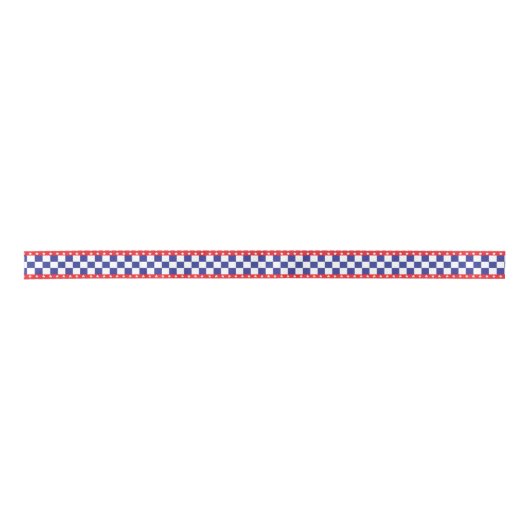 Red, White Stars en Blue Checkers Satijnen Lint (Voorkant)