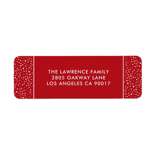 Red White Stars Sneeuw Kerstmis Vakantie Adres Etiket (Voorkant)